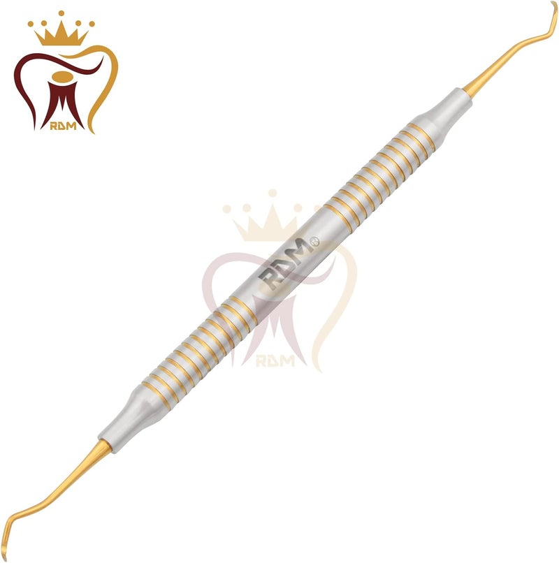 RDM Dental Sickle Scaler 204s Anterior Posterior Implant Periodontic Hollow Handle Instrument (Gold Titanium Coated) - Image 3